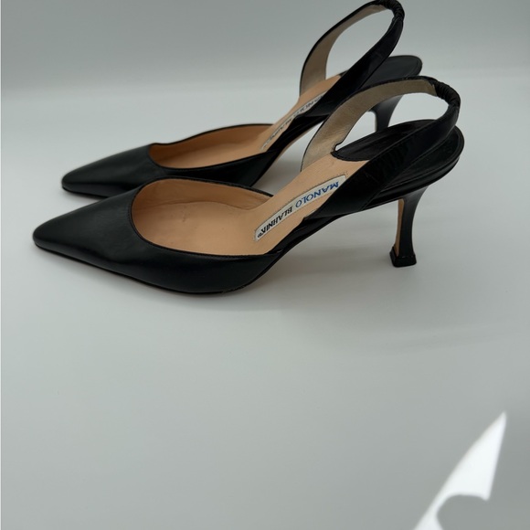 Manolo Blahnik Black Slingback Leather Heels Size 36 - Picture 2 of 4